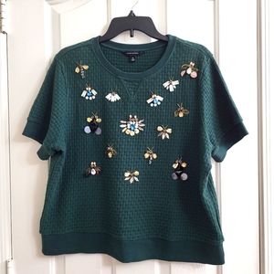 Banana Republic Jeweled Basketweave Sweater Pullover